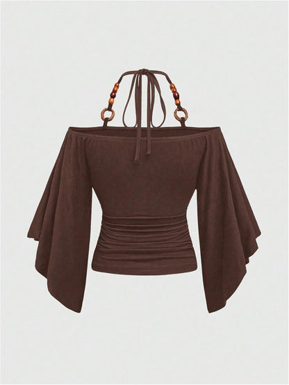 Women's Y2k Halter Tops Hippie Off The Shoulder