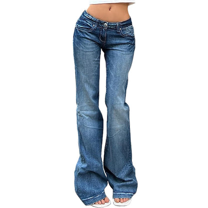 Women's Flare Bell Bottom Jeans Y2K Vintage Low Rise
