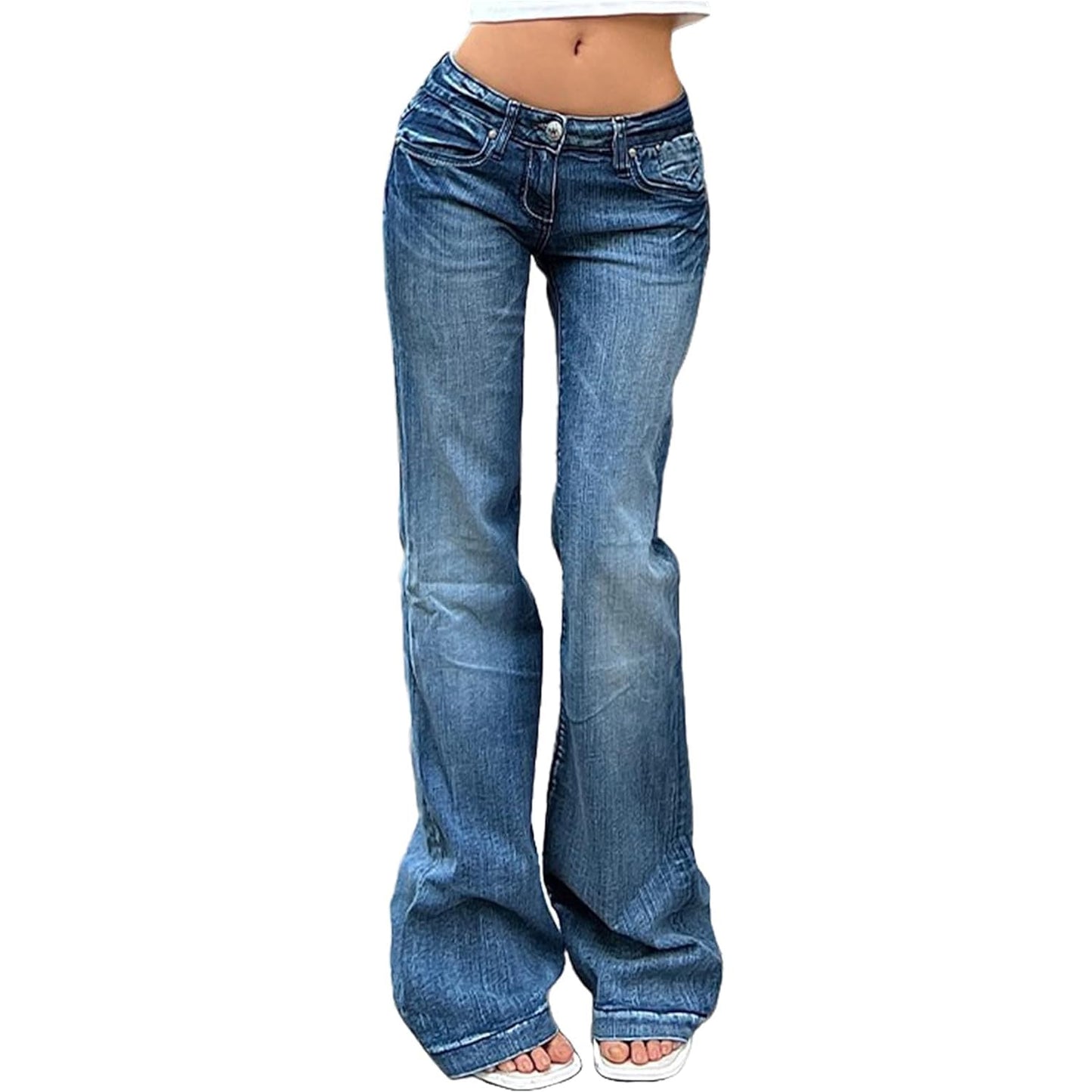 Women's Flare Bell Bottom Jeans Y2K Vintage Low Rise