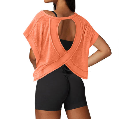 Open Back Workout Tops for Women Loose Fit