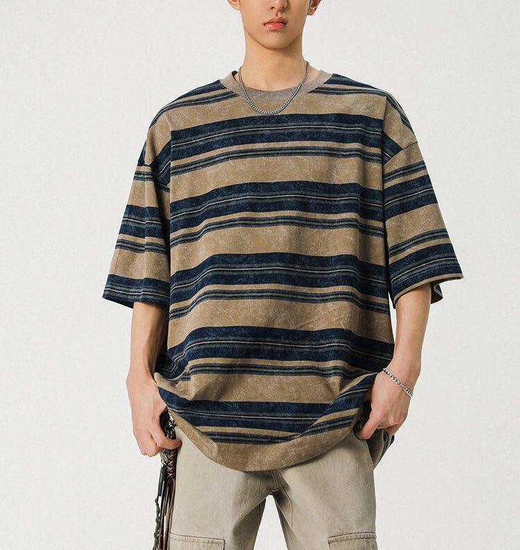 Men's Y2K Striped Baggy T-Shirt