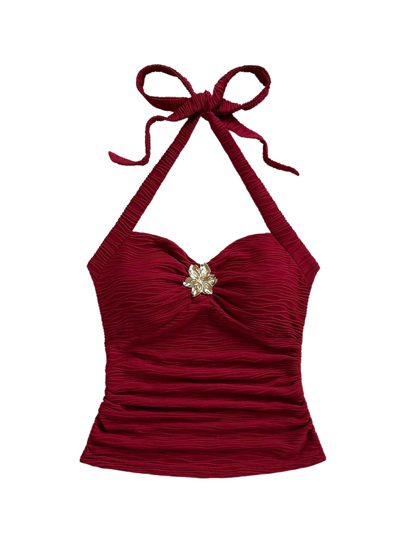 Women's V Neck Halter Tops Open Back