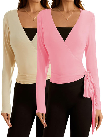 Women's Pilates Outfits Wrapped shirt