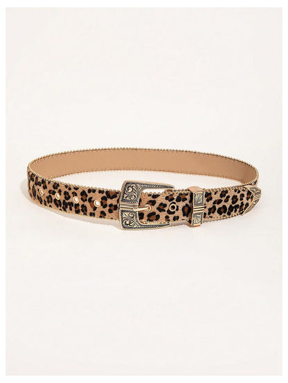Leopard Print Belts for Women Faux Leather Y2K Belts