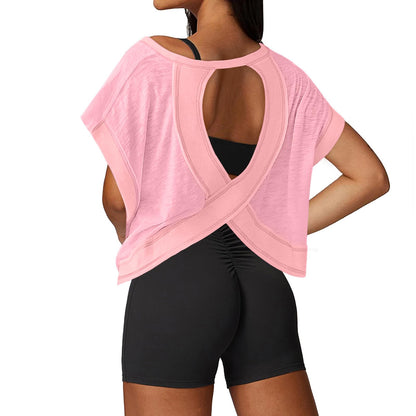 Open Back Workout Tops for Women Loose Fit