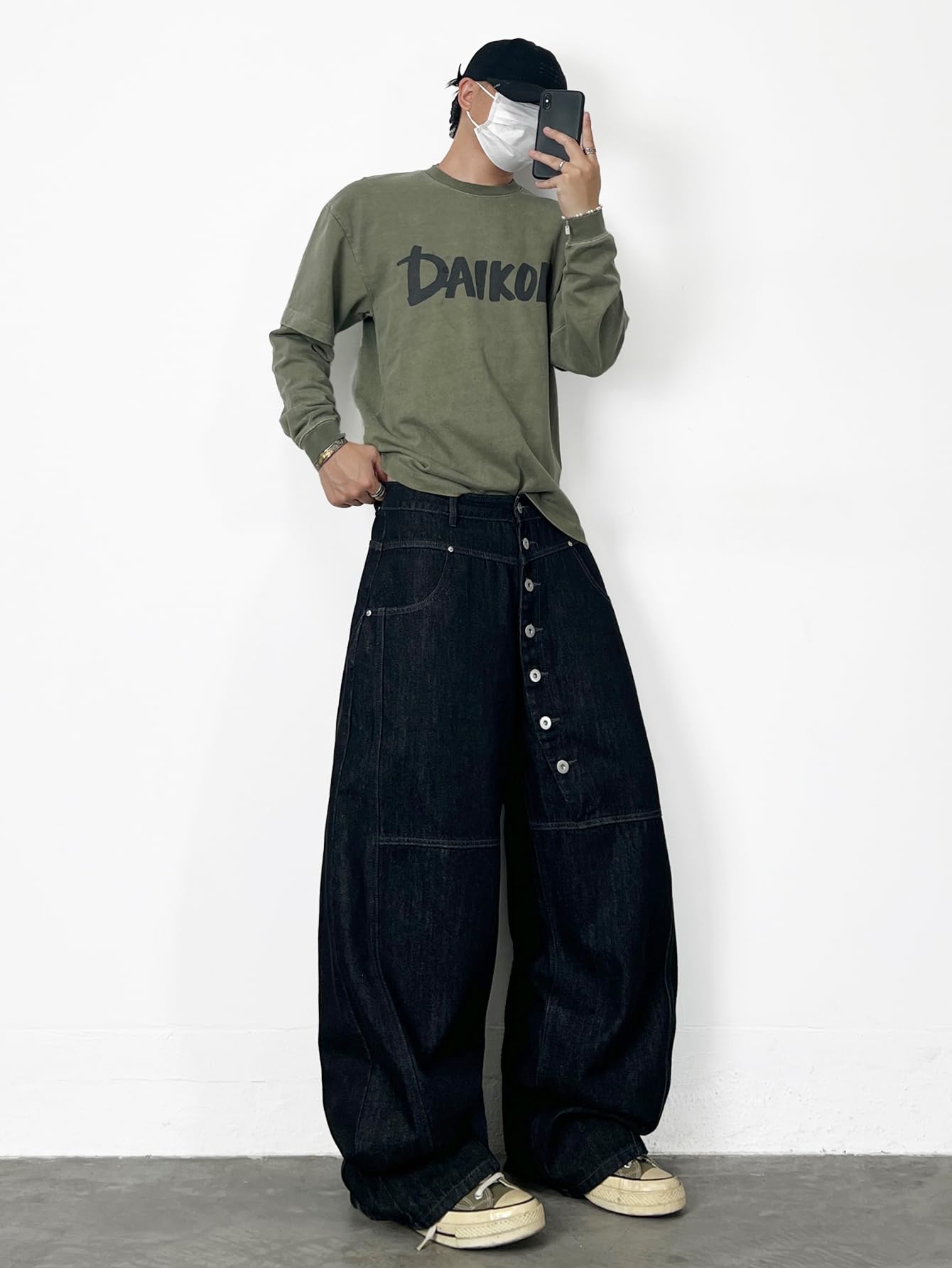 Mens Streetwear Hip Hop Baggy Wide Leg jeans