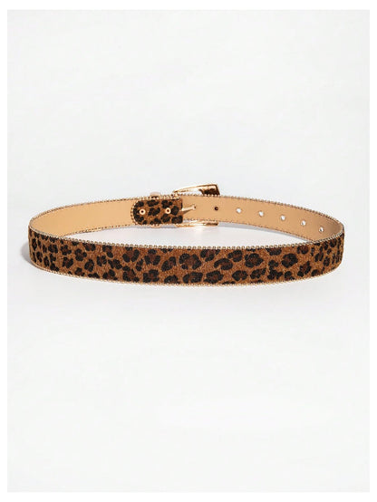 Leopard Print Belts for Women Faux Leather Y2K Belts
