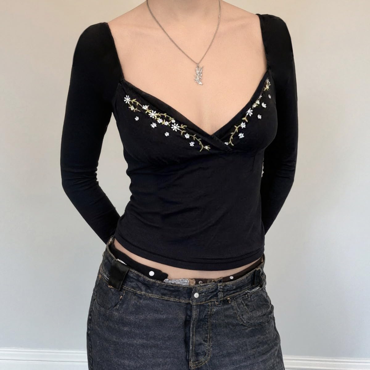 V Neck Floral Tops for Women