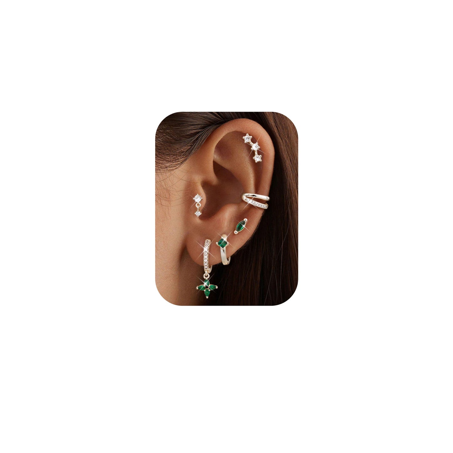 6 Pairs Silver Earrings Stacks for Women