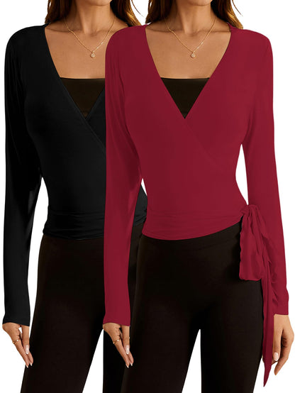 Women's Pilates Outfits Wrapped shirt