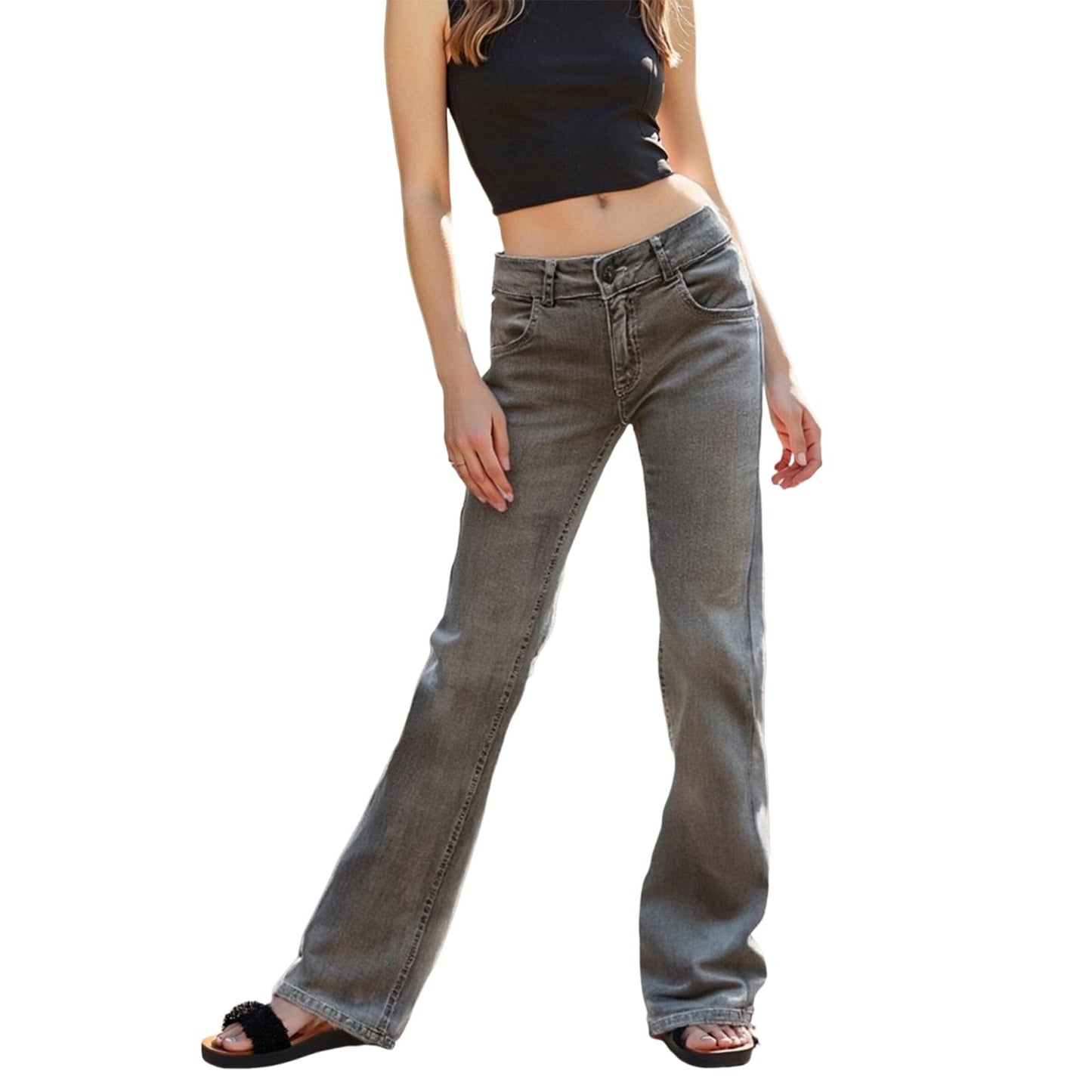 Women's Flare Bell Bottom Jeans Y2K Vintage Low Rise