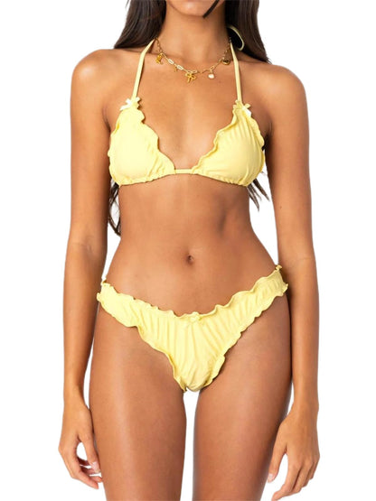 Women Y2k Bikinis Sets  Bows Halter Tie Up Bikini