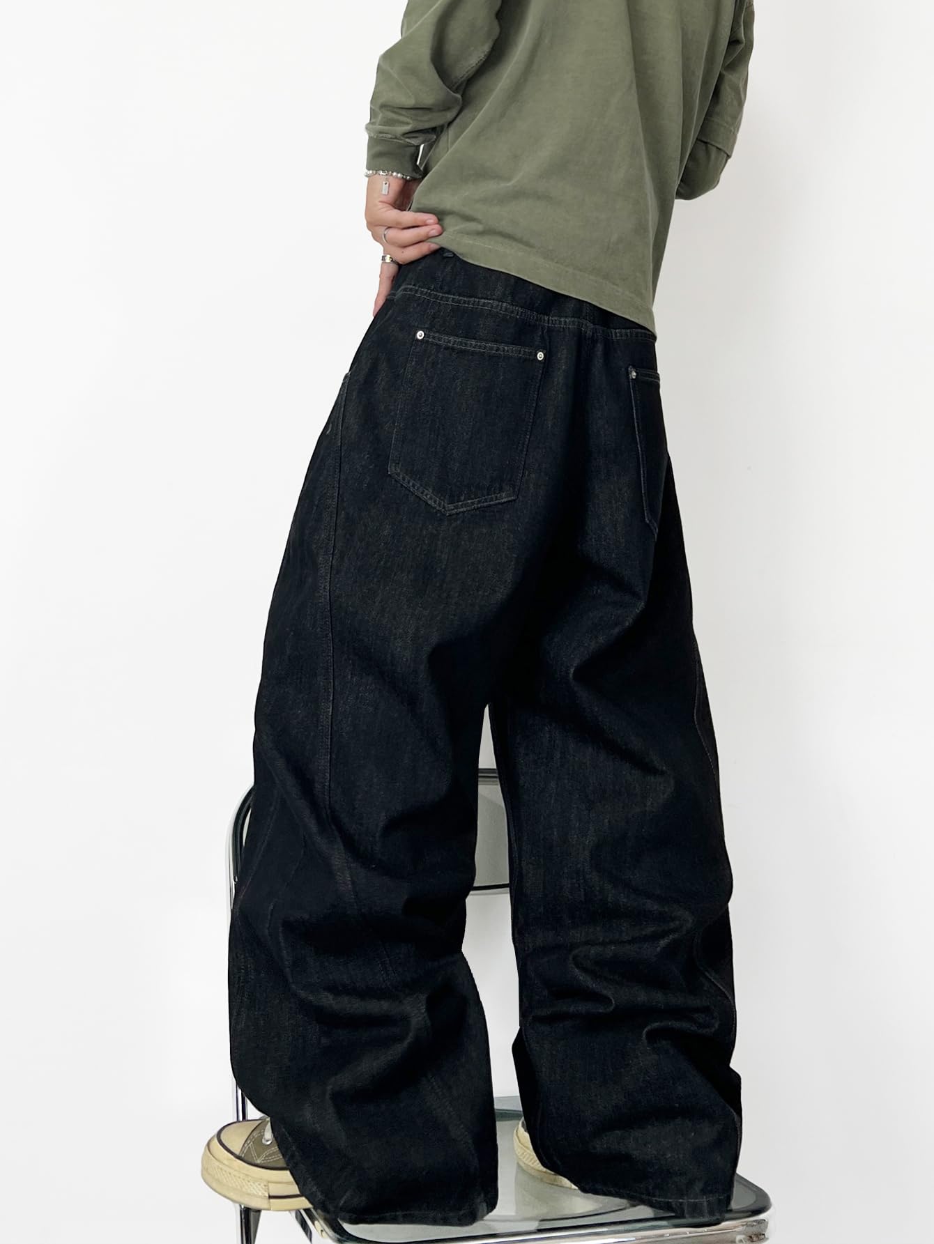 Mens Streetwear Hip Hop Baggy Wide Leg jeans