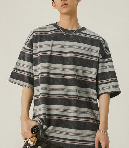 Men's Y2K Striped Baggy T-Shirt