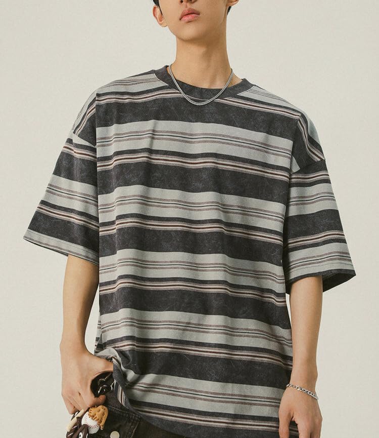 Men's Y2K Striped Baggy T-Shirt