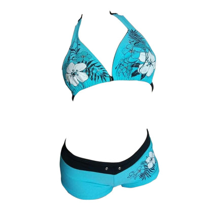 Y2k Tankini 2 Piece Halter Grunge Bikini Shorts Set