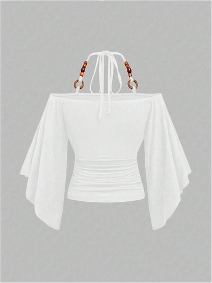 Women's Y2k Halter Tops Hippie Off The Shoulder