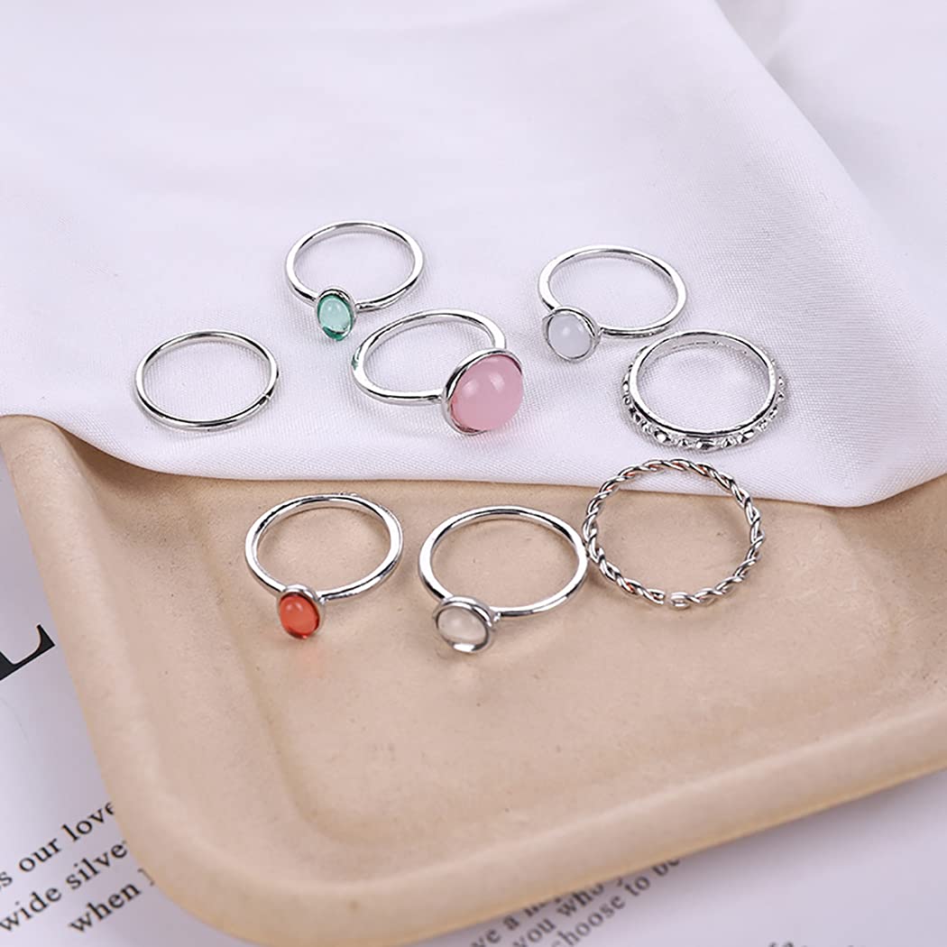 7-19pcs Silver Vintage Rings Set