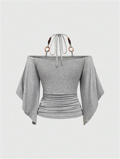 Women's Y2k Halter Tops Hippie Off The Shoulder