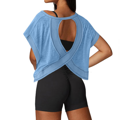 Open Back Workout Tops for Women Loose Fit