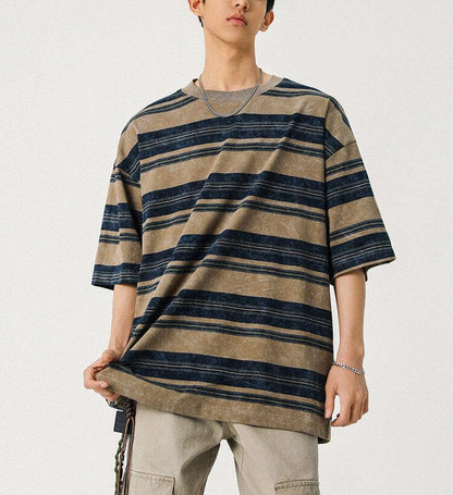 Men's Y2K Striped Baggy T-Shirt