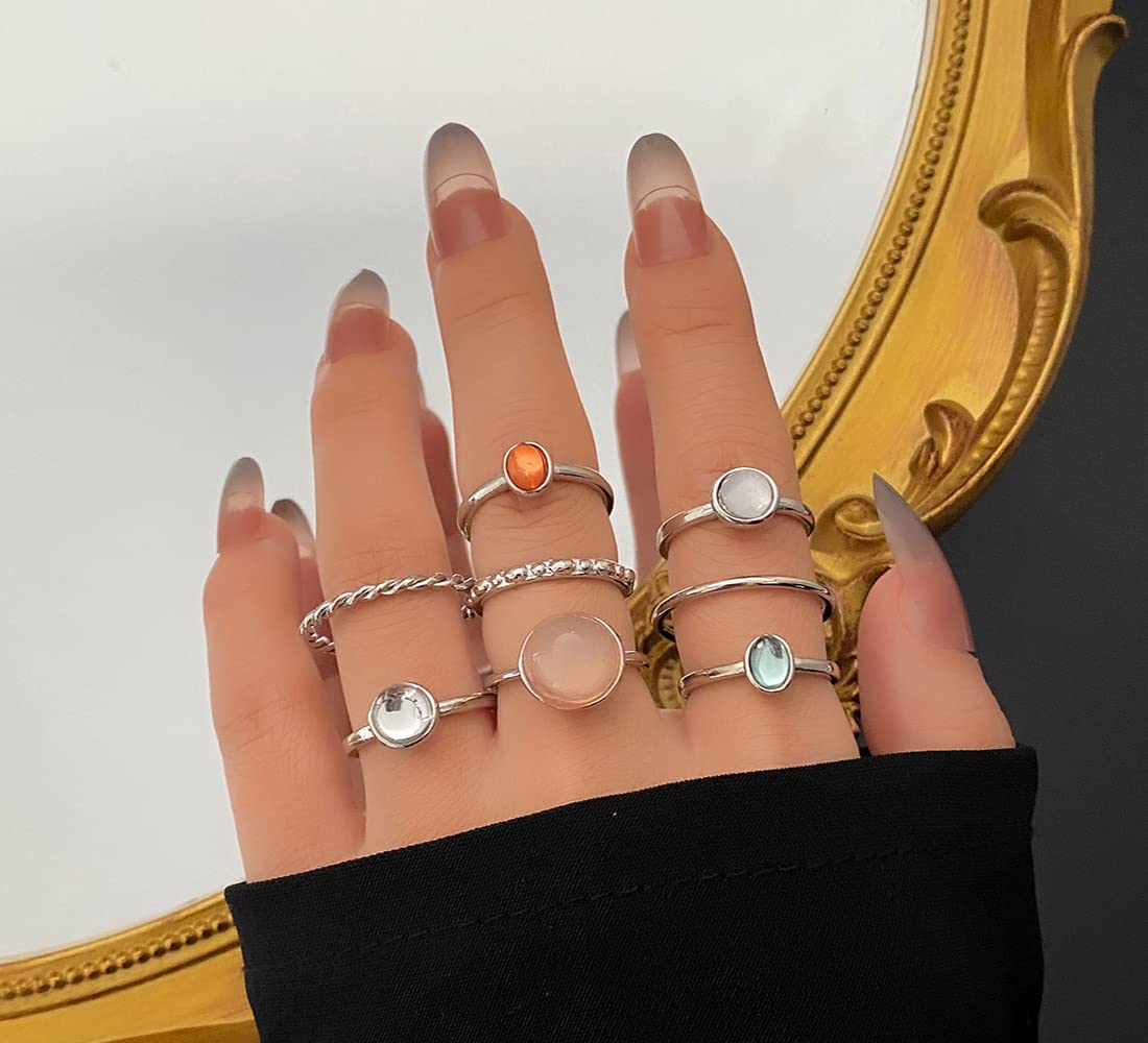 7-19pcs Silver Vintage Rings Set