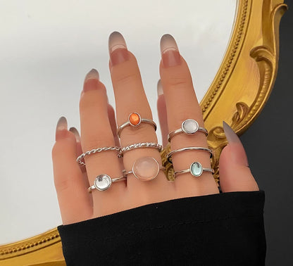 7-19pcs Silver Vintage Rings Set