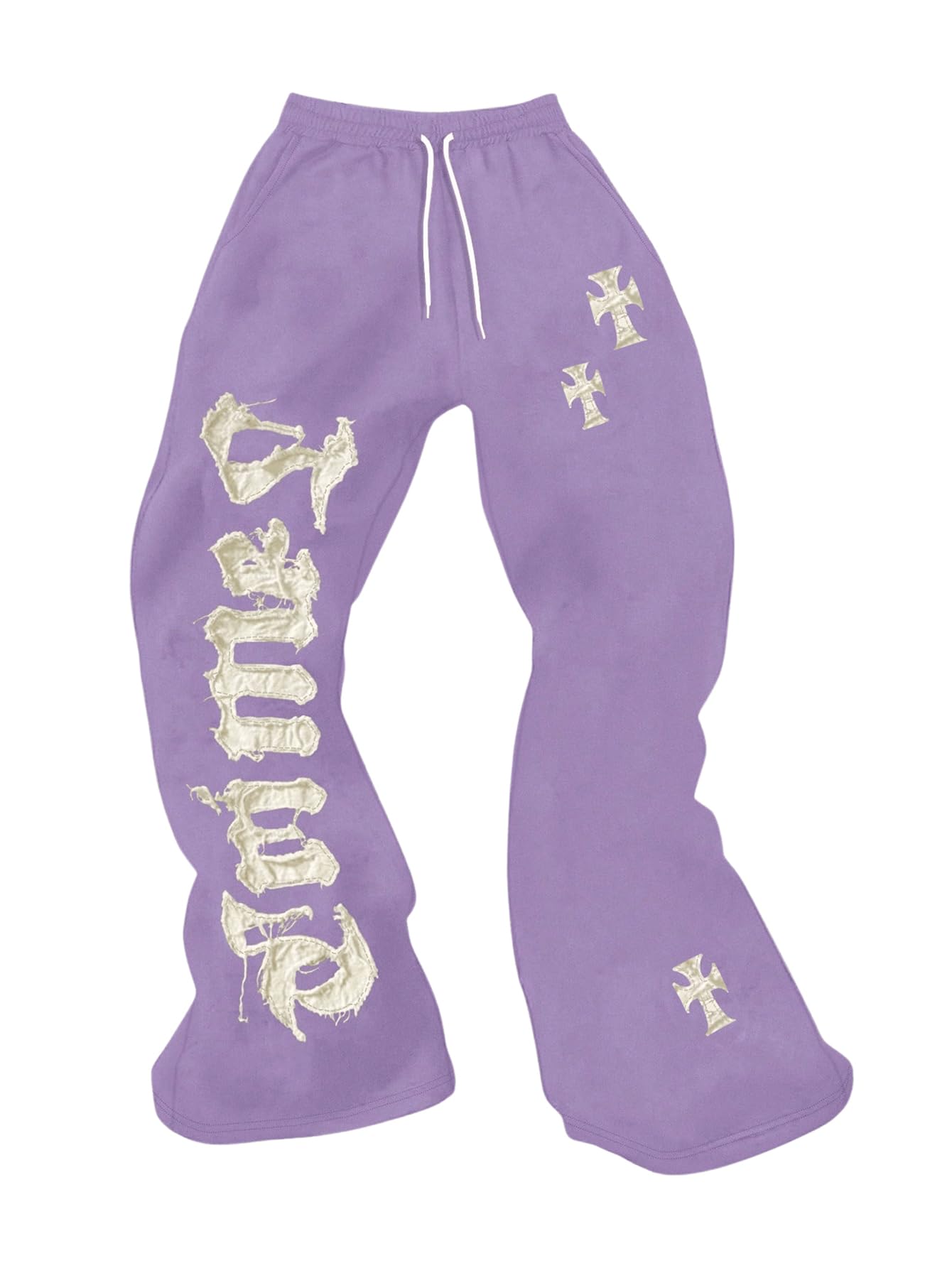 Men's Graphic Cross Print Flare Sweatpants Y2k Casual Pants