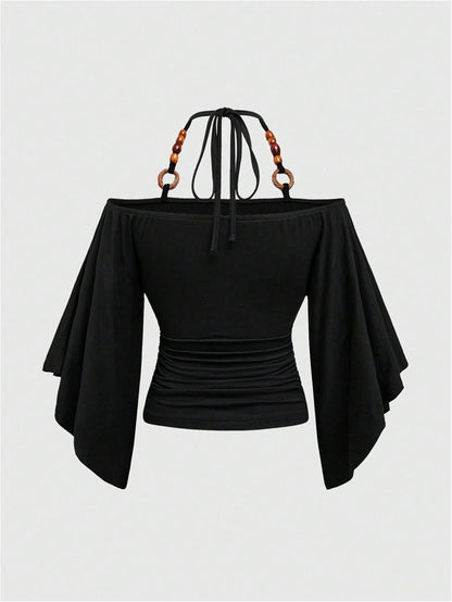 Women's Y2k Halter Tops Hippie Off The Shoulder