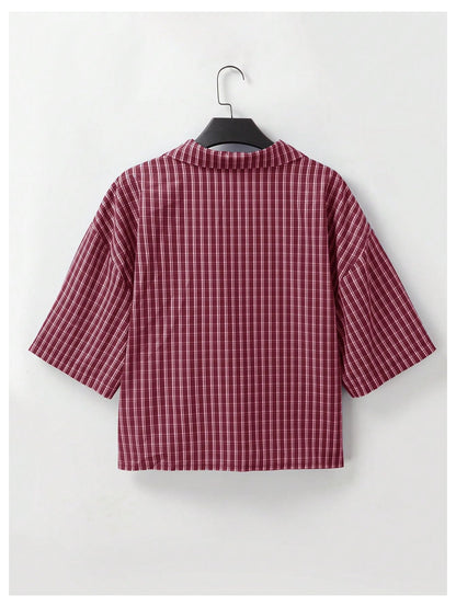 Men's Gingham Cropped Button Down Shirts