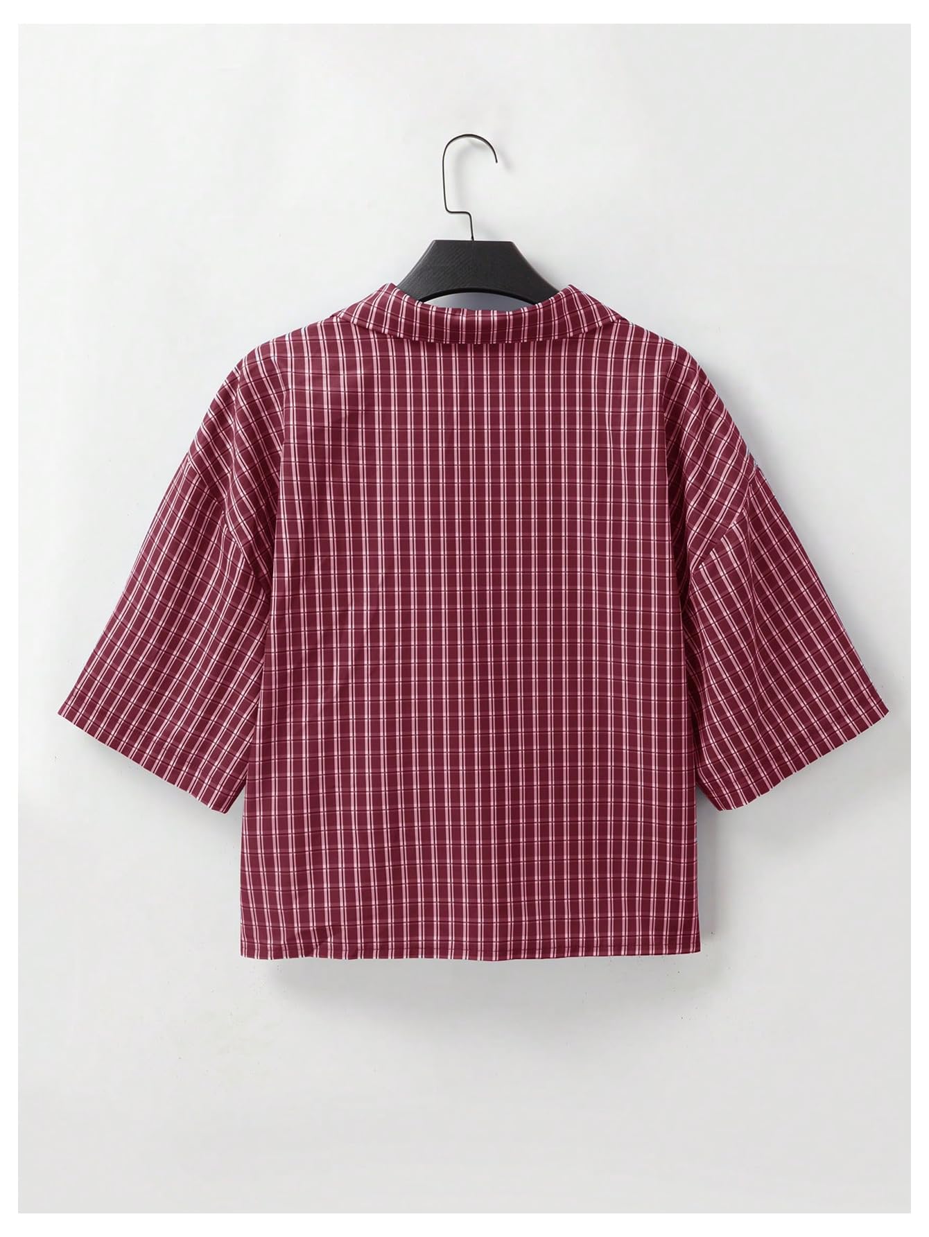Men's Gingham Cropped Button Down Shirts