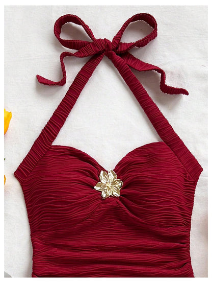 Women's V Neck Halter Tops Open Back