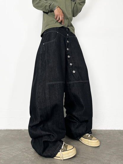 Mens Streetwear Hip Hop Baggy Wide Leg jeans