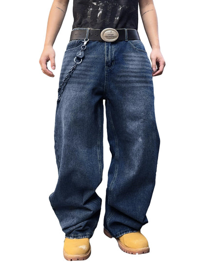 Mens Streetwear Hip Hop Baggy Wide Leg jeans