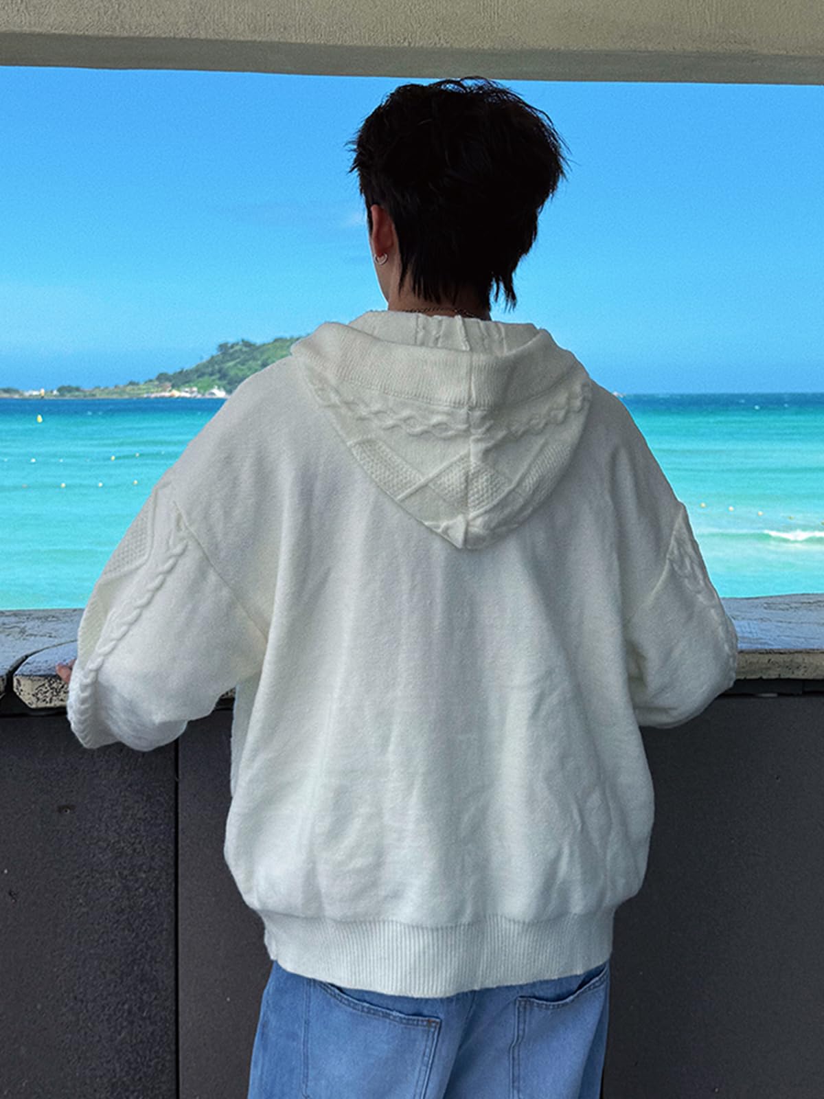 Mens Oversized Sweater Unisex Long Sleeve Cable Knit Sweaters