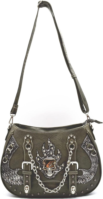 Punk Gothic Rock Metallic Skull Chain Purse