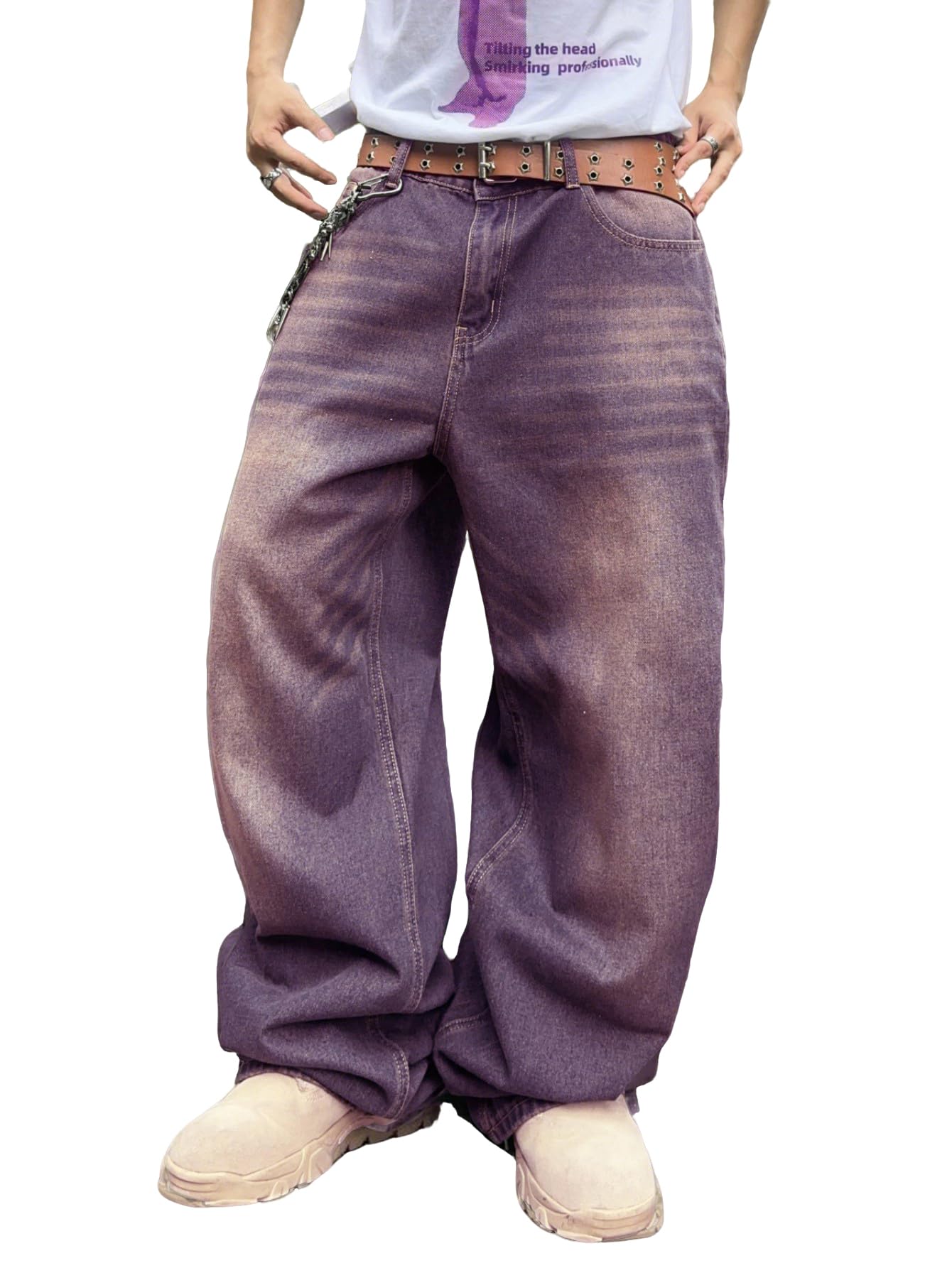 Mens Streetwear Hip Hop Baggy Wide Leg jeans