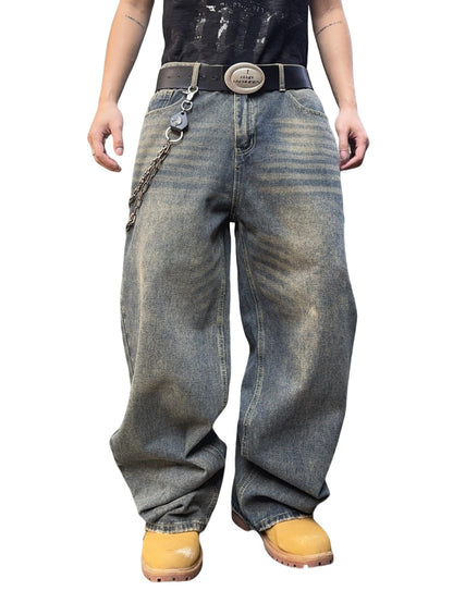 Mens Streetwear Hip Hop Baggy Wide Leg jeans