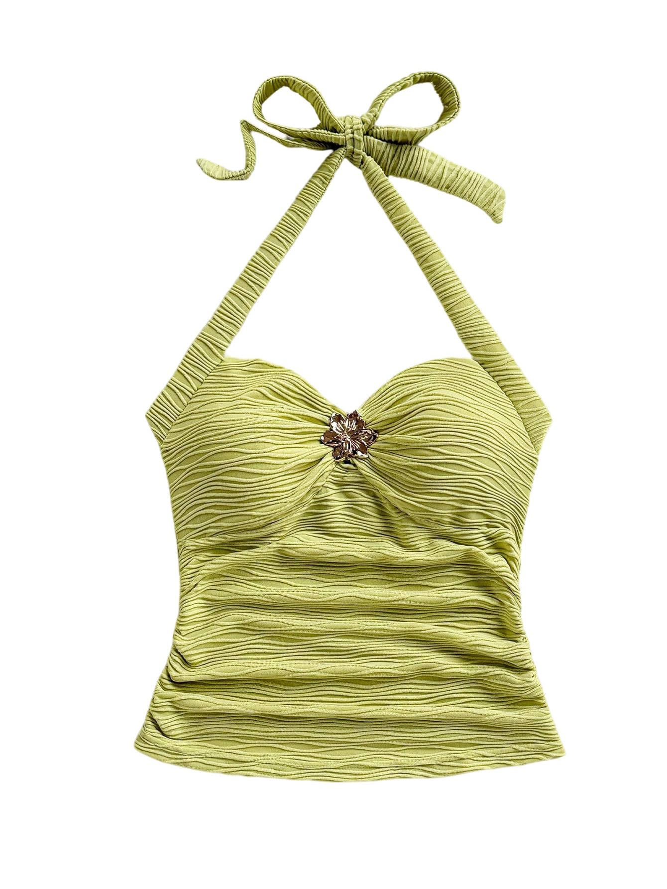 Women's V Neck Halter Tops Open Back