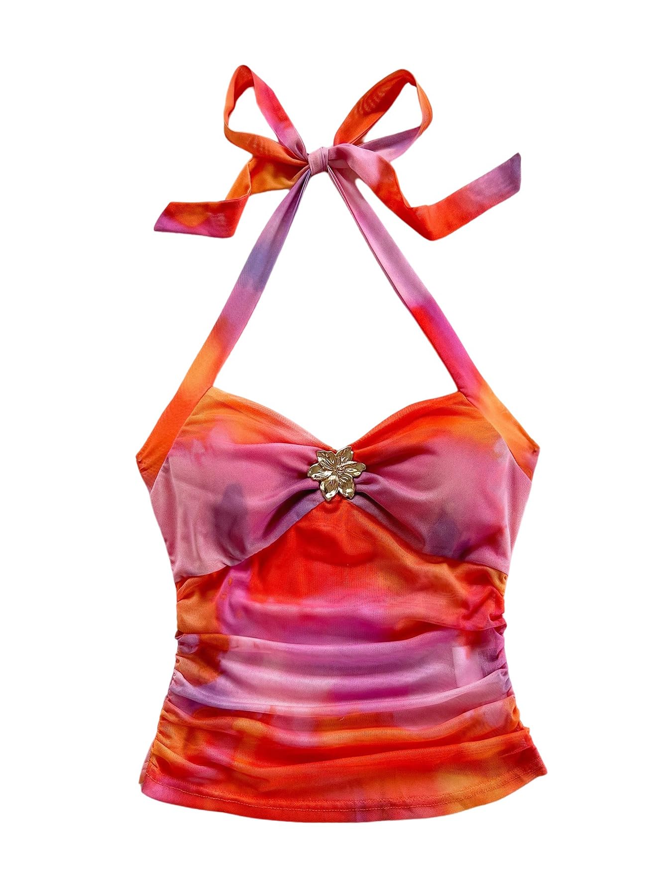 Women's V Neck Halter Tops Open Back