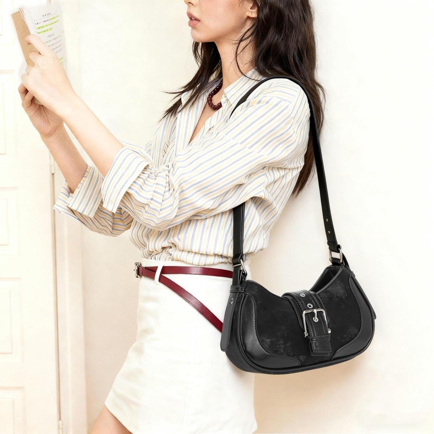 Y2k purse Shoulder Bag for Women Small Crescent Purses and Handbags