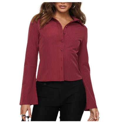 Women Slim Fit Button Down Striped Shirt