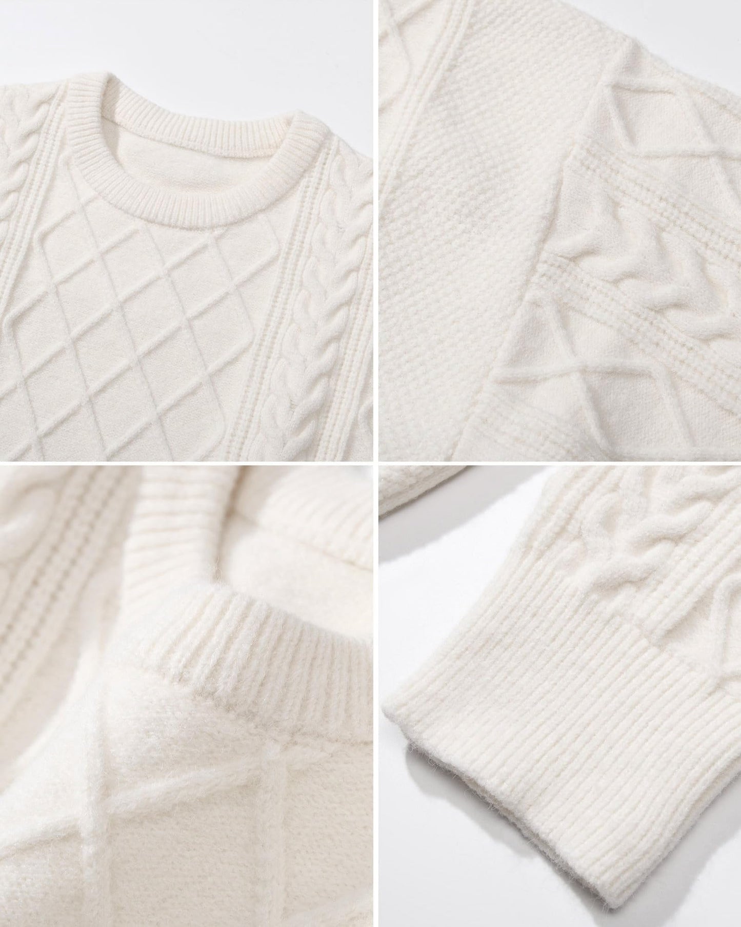 Mens Oversized Sweater Unisex Long Sleeve Cable Knit Sweaters