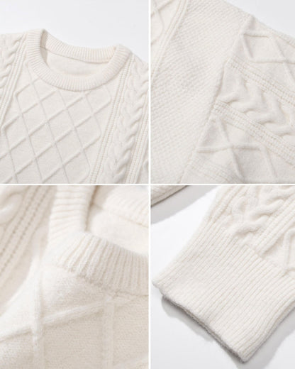 Mens Oversized Sweater Unisex Long Sleeve Cable Knit Sweaters