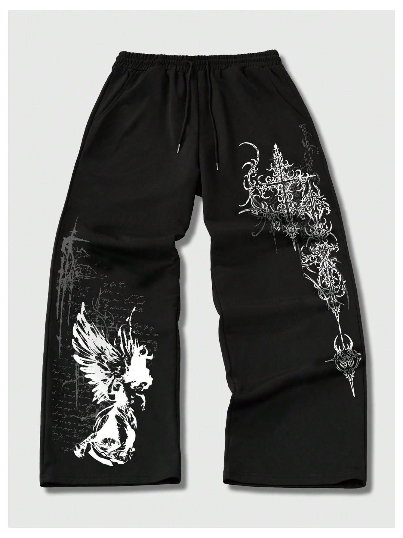 Men's Graphic Cross Print Flare Sweatpants Y2k Casual Pants