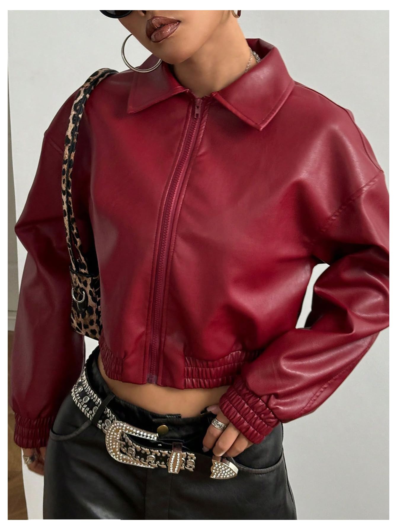 Women's Zip Up Motorcycle leather jacket