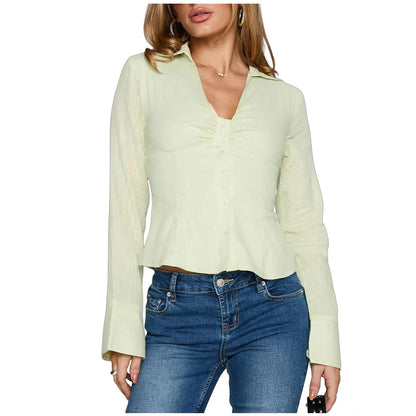 Women Slim Fit Button Down Striped Shirt