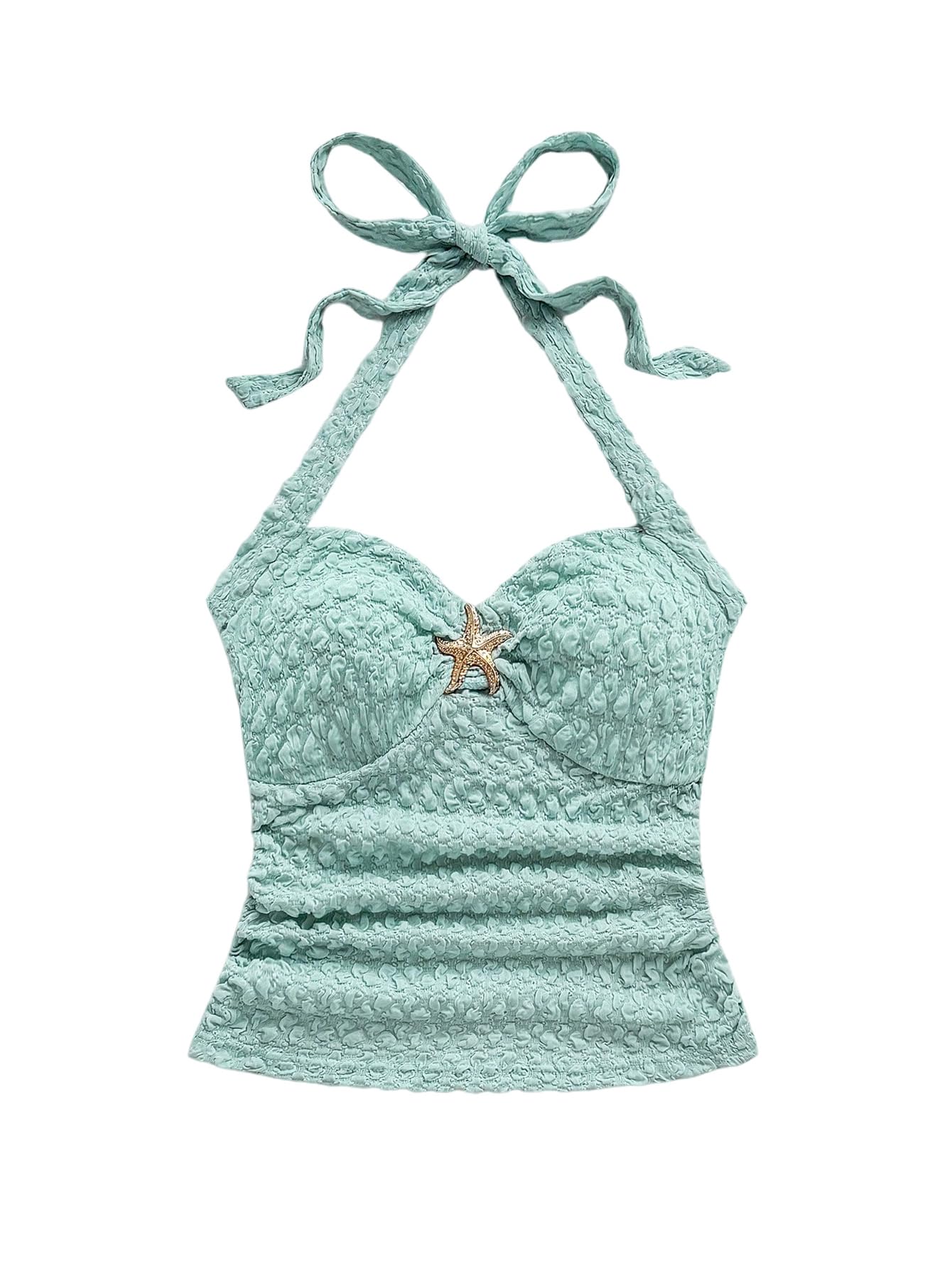 Women's V Neck Halter Tops Open Back