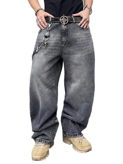 Mens Streetwear Hip Hop Baggy Wide Leg jeans