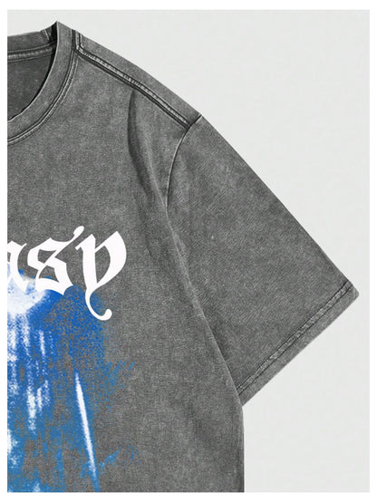 SOLY HUX Men's Letter Print Graphic T Shirt Short Sleeve Round Neck Summer Tee Tops